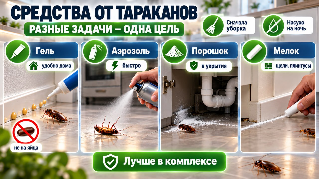 Бытовые гели, аэрозоли, порошки и мелки